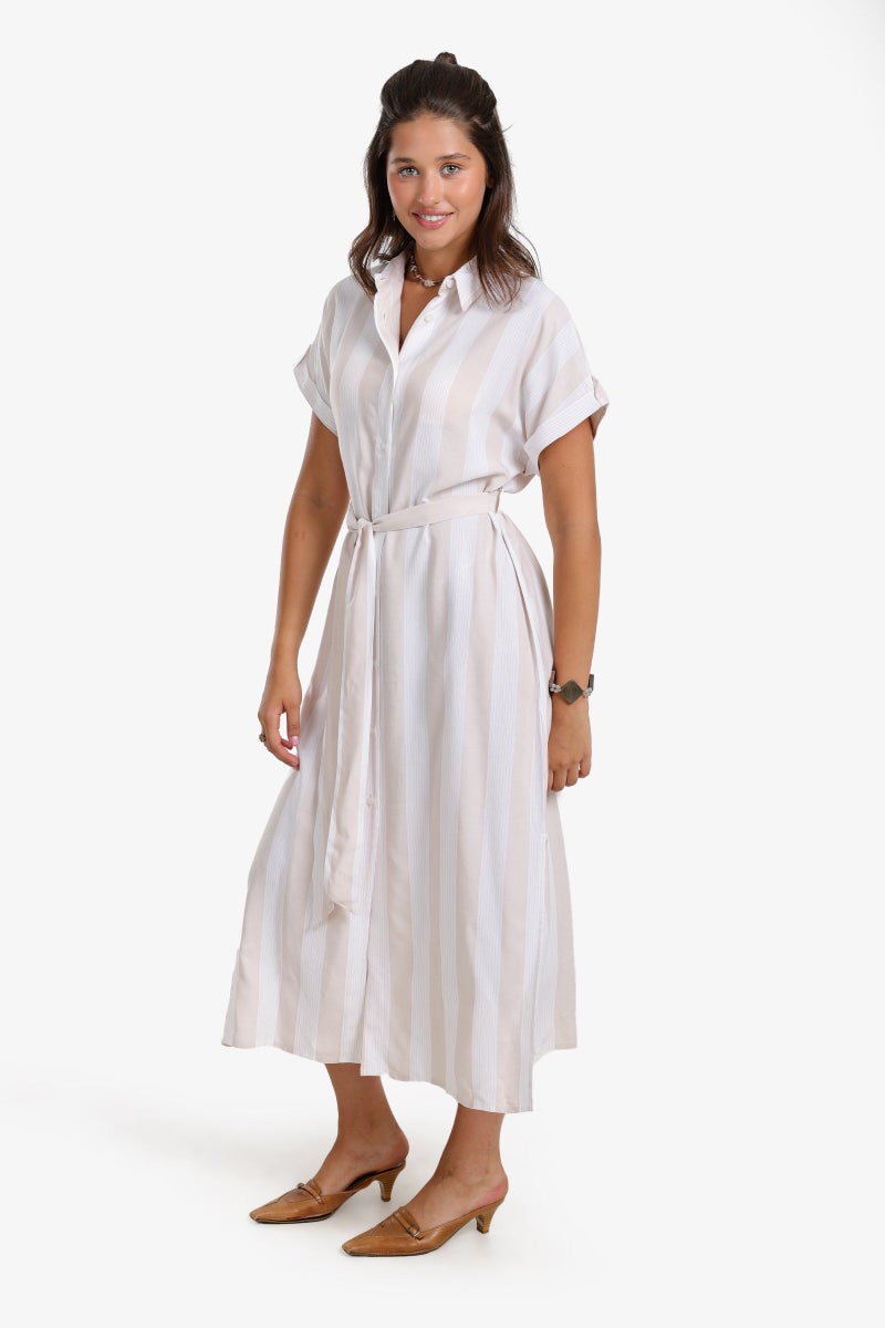 Clue Voile Striped Shirt Dress - Image 2